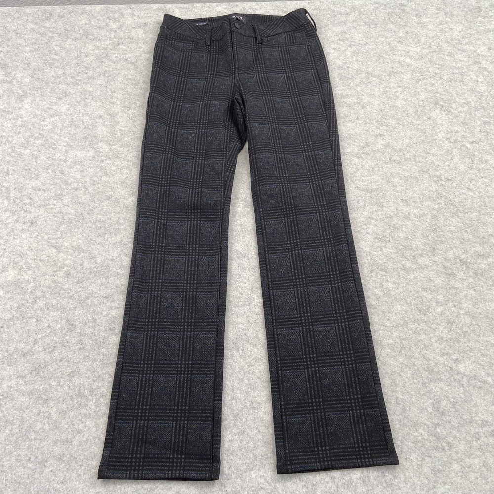 NYDJ Marilyn Straight Jeans Womens 4 (30x31) Gray Plaid Tweed Stretch Lift Tuck